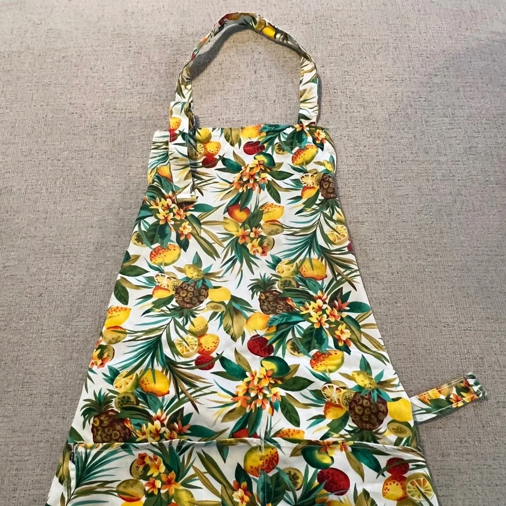 Kay Dee Designs Pineapple Coast Apron Tropical Fruit Floral Print Made in USA